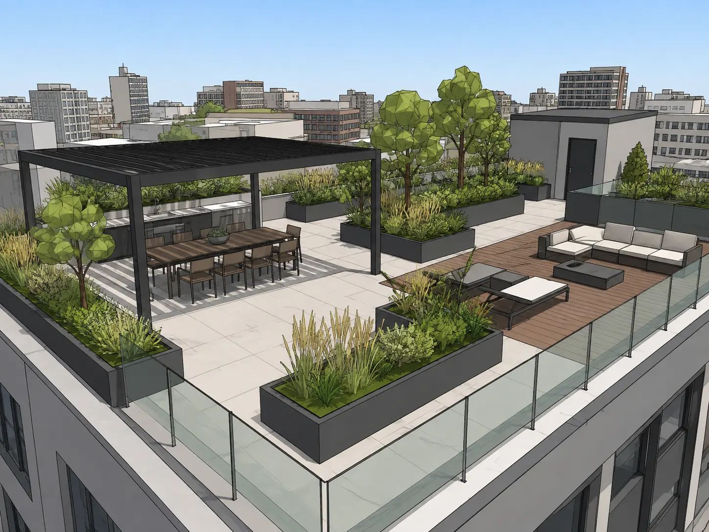 Terrace Model → Night Render