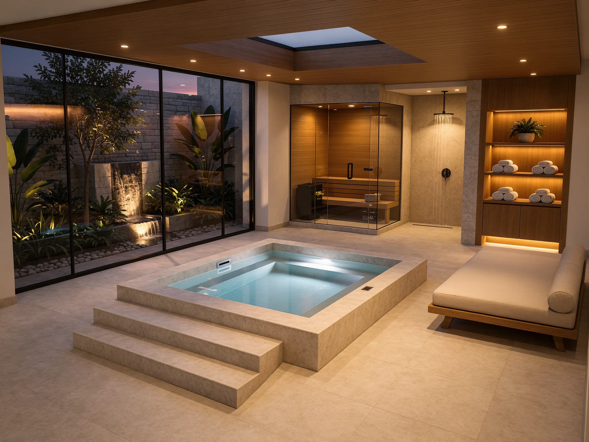 Warm minimalist ensuite with matte black fixtures and walk-in shower