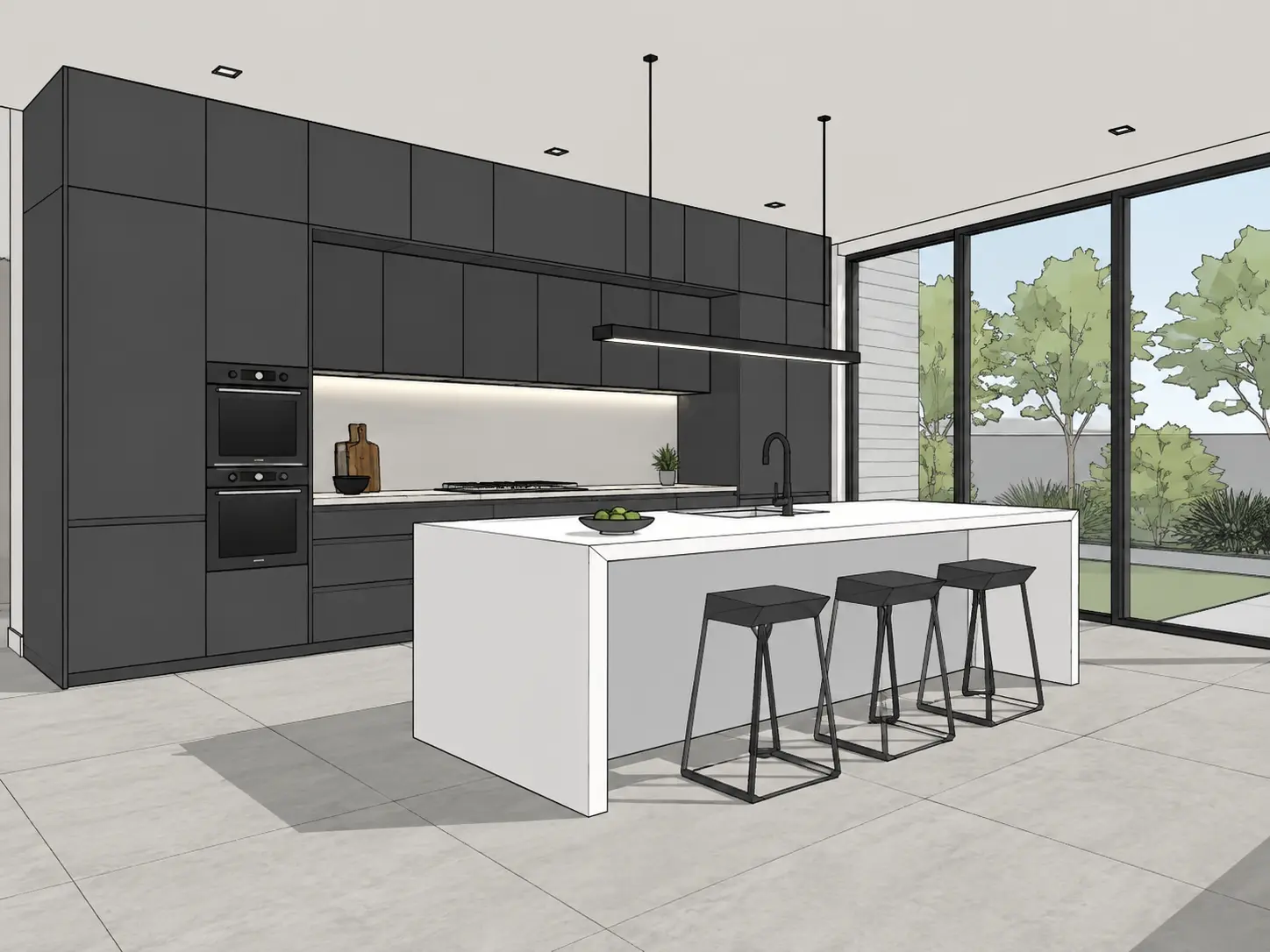 Kitchen Model → Polished Render